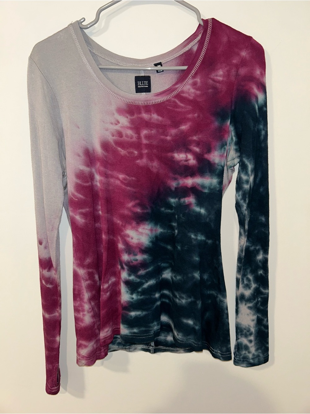 Saks Fifth Avenue Tie-Dyed Long Sleeve Top - Pink & Black
